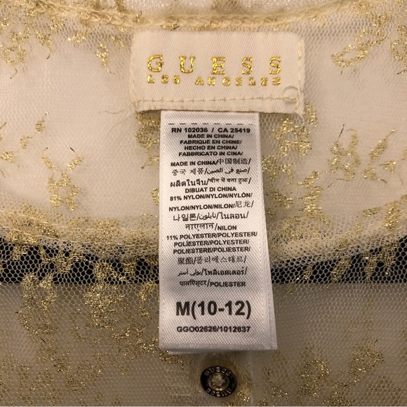 Guess Kids M (10-12) Gold Lace Button Top Shirt - Picture 5 of 6